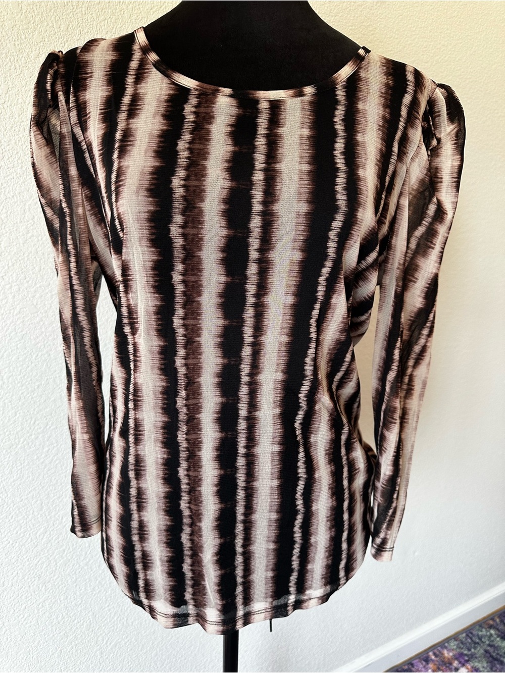 INC International Concepts Tie Dye Mesh Long‎ Sleeve Top Large